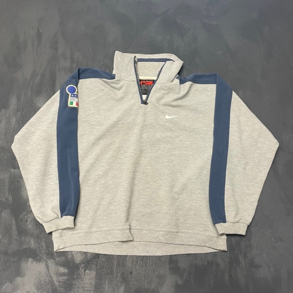 Vintage Nike Italia Soccer Premier Quarter Zip Medium Grey 90s Excellent